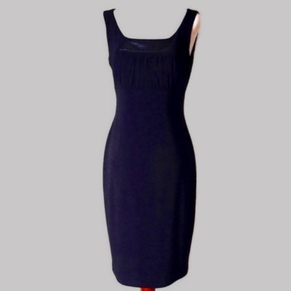 David Meister Dresses & Skirts - David Meister Black Empire fitted Dress w/ faux leather detail